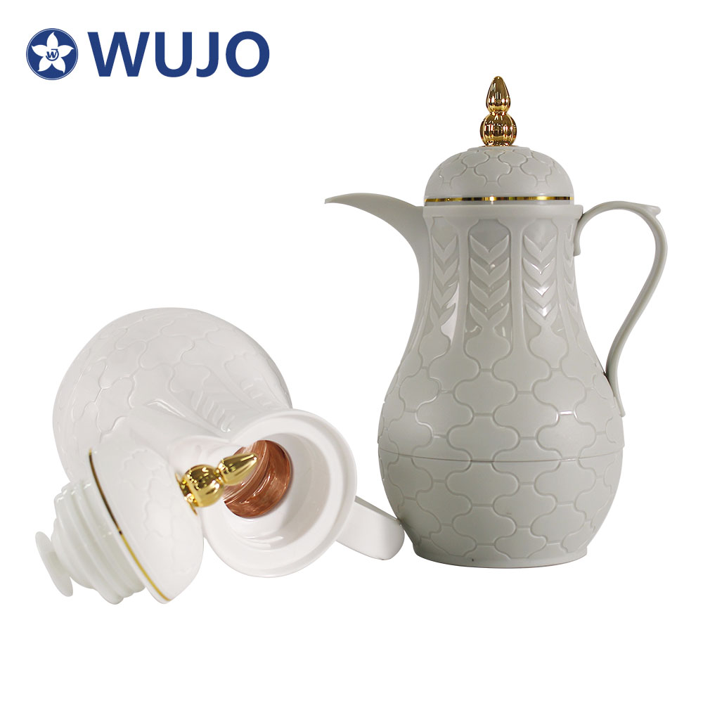 Wujo Weiße Glasfindung 1l Hoher Qualität Großhandel Thermo Türkische Kunststoff arabische Kaffeekanne