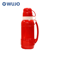 Wujo rot 1L 1.8 Liter Glasfüllung Kunststoff Thermo mit 2 Tassen