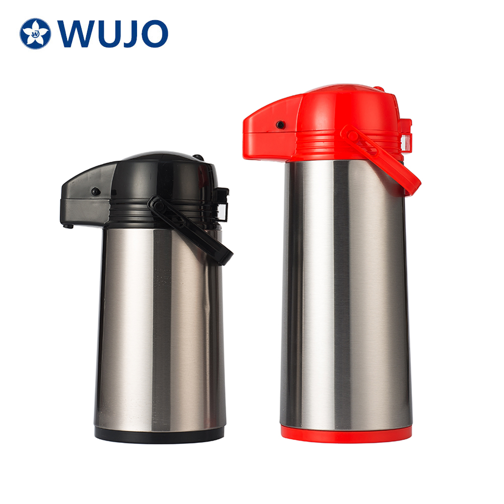 Wujo-kundenspezifische Pumpe 1L 1.9L Airpot Thermos-Glas-Nachfülldill-Vakuumflasche